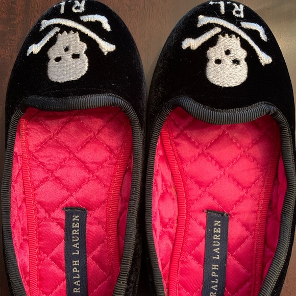 Ralph Lauren Black Velvet Skull Toddler 8.5 Flats - Picture 7 of 9